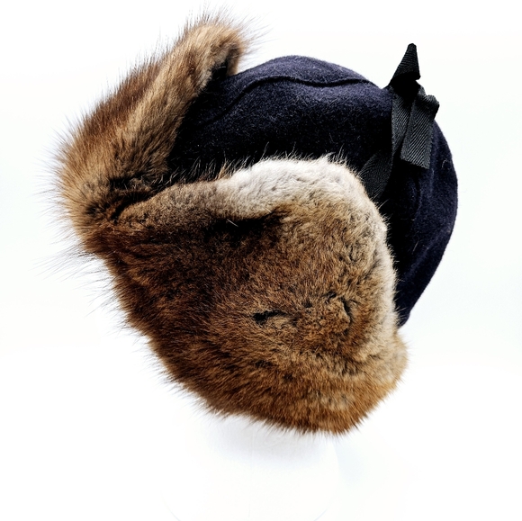 PAUL LEINBURD by CROWNCAP |  muskrat fur & wool blend trapper winter hat - Picture 4 of 13